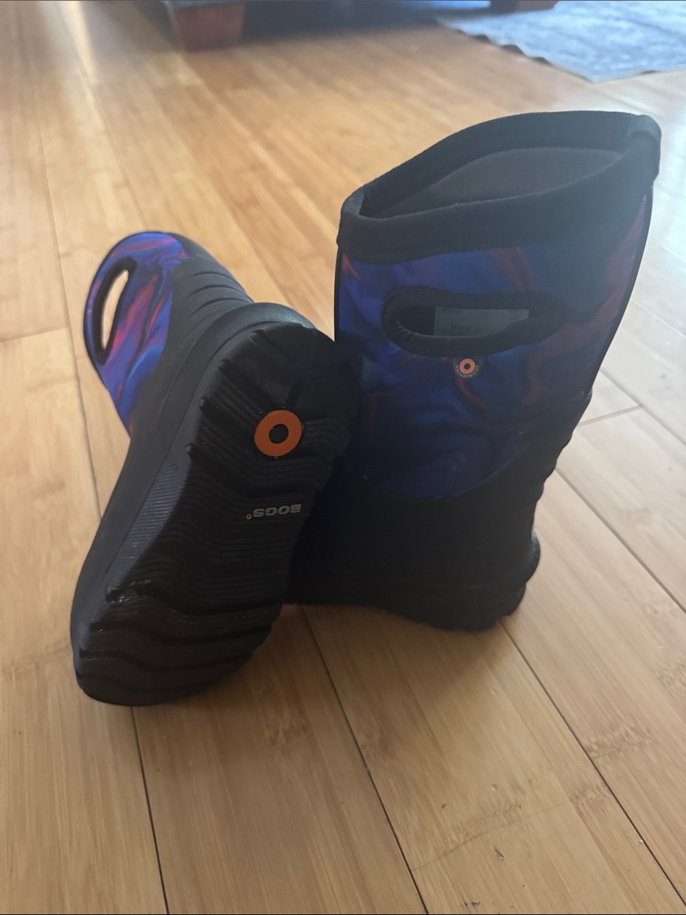 Bogs Kids Blue Swirl Waterproof Pull-On Rain Boots